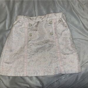 Janie and Jack light powder Pink Button front tweed shimmer lady skirt size 7